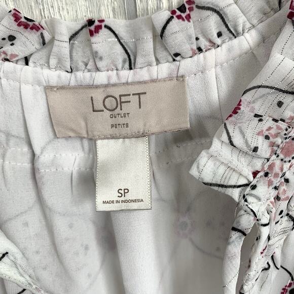 LOFT White Print Shimmer Tank SP - Picture 4 of 5